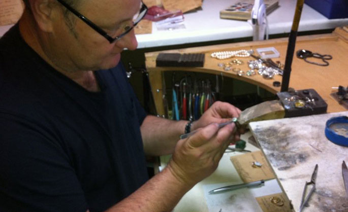 Andrew working on Gold ring in jewellery shop