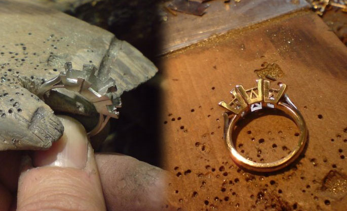 Andrew working on hand crafted gold ring jewellery